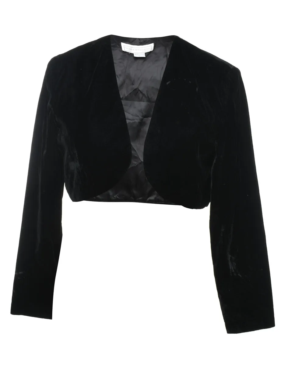 Velvet Black Cropped Evening Jacket - L