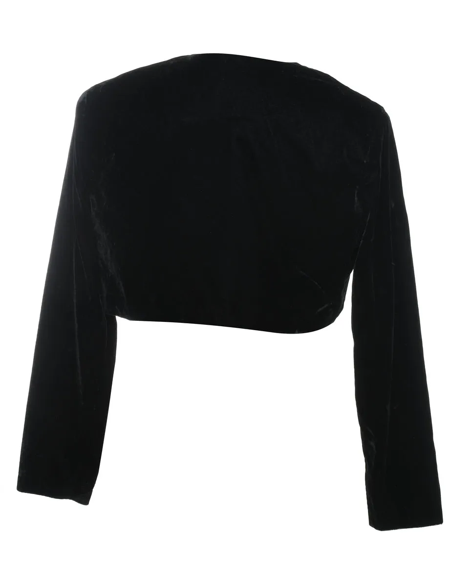 Velvet Black Cropped Evening Jacket - L
