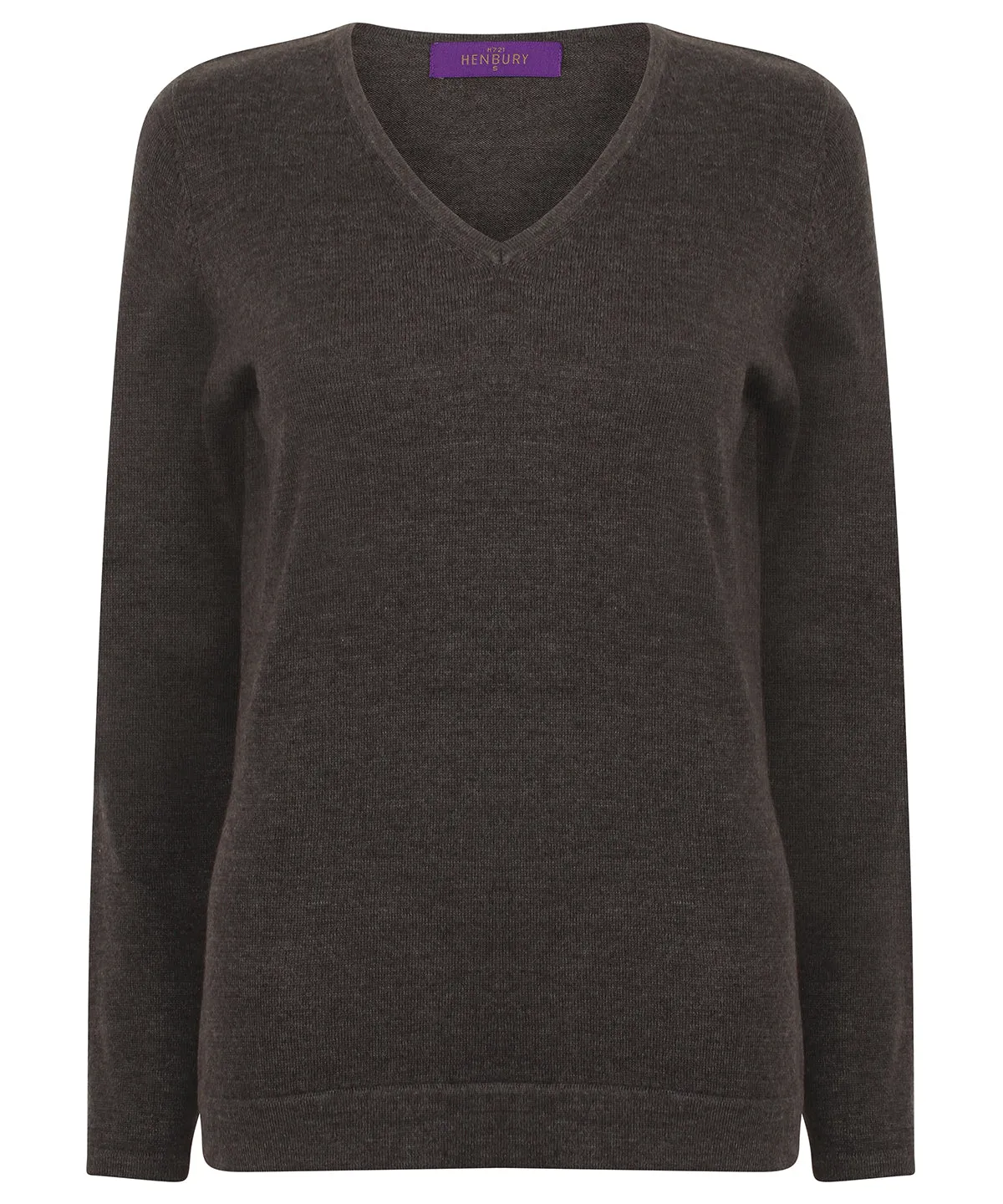 Womens 12 gauge v-neck jumper | Grey Marl