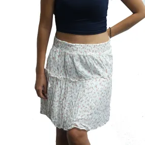 Women's Ruffled Floral Skirt,White