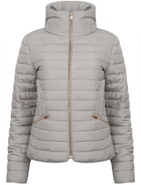 Zelda 2 Funnel Neck Quilted Jacket in Silver Sconce - Tokyo Laundry